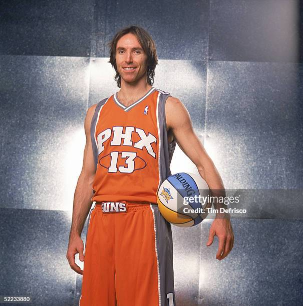 Steve Nash of the Phoenix Suns poses for a portrait prior to competing in the PlayStation Skills Challenge during 2005 NBA All-Star Weekend at Pepsi...