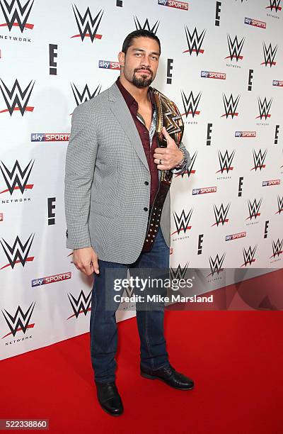 Roman Reigns arrives for WWE RAW at 02 Brooklyn Bowl on April 18, 2016 in London, England.