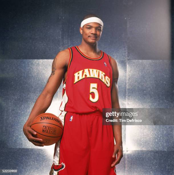 Josh Smith of the Atlanta Hawks poses for a portrait prior to competing in the Sprite Rising Stars Slam Dunk contest during 2005 NBA All-Star Weekend...