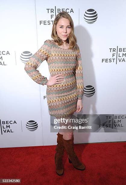 Caitlin Wylde attends "Equals" Red Carpet Premiere Night during Tribeca Film Festival at BMCC John Zuccotti Theater on April 18, 2016 in New York...