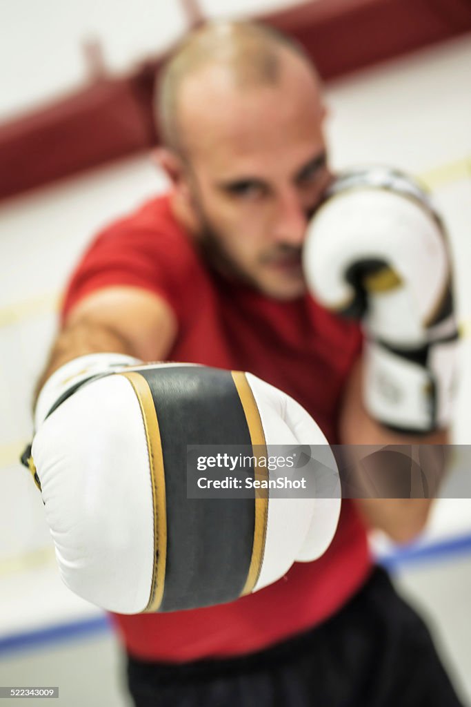 Kickboxer showing his fist