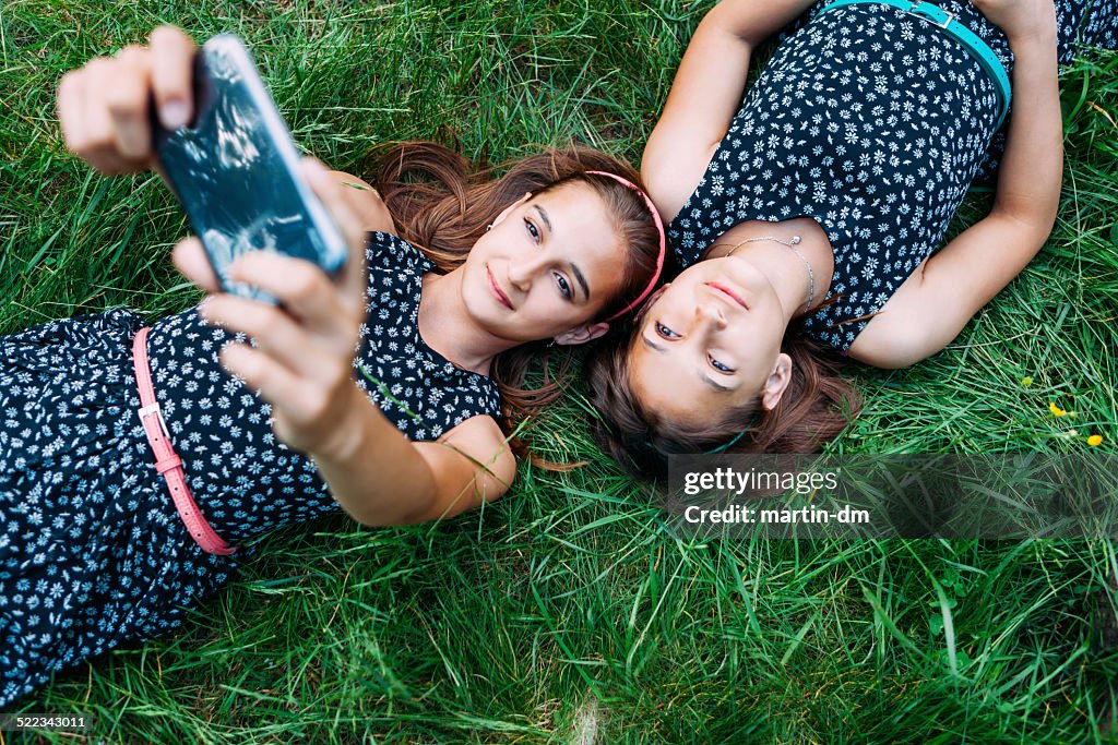 Sisters making a selfie