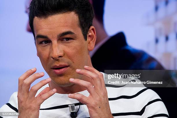 Mario Casas attends 'El Hormiguero' Tv Show at Vertice Studio on April 18, 2016 in Madrid, Spain.