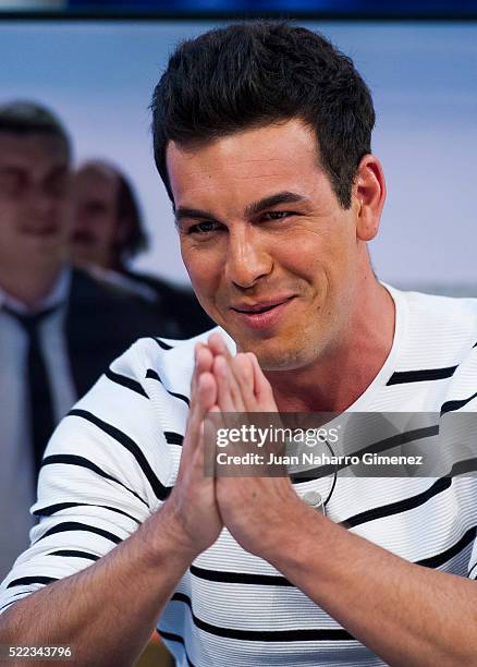 Mario Casas attends 'El Hormiguero' Tv Show at Vertice Studio on April 18, 2016 in Madrid, Spain.