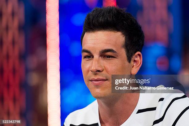 Mario Casas attends 'El Hormiguero' Tv Show at Vertice Studio on April 18, 2016 in Madrid, Spain.