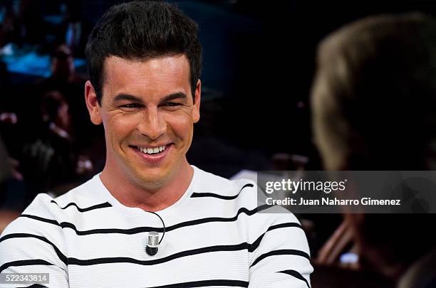 Mario Casas attends 'El Hormiguero' Tv Show at Vertice Studio on April 18, 2016 in Madrid, Spain.