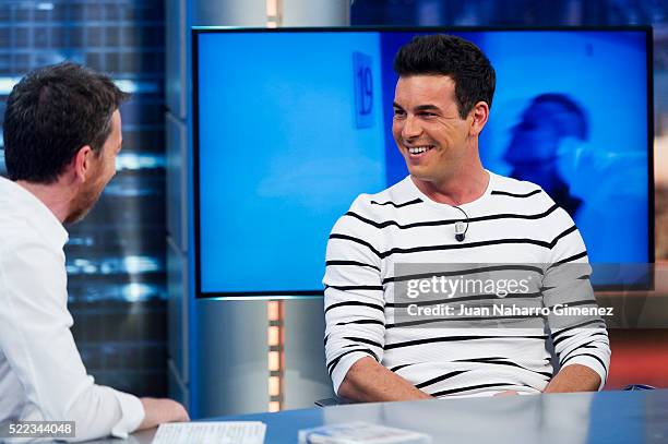 Mario Casas attends 'El Hormiguero' Tv Show at Vertice Studio on April 18, 2016 in Madrid, Spain.