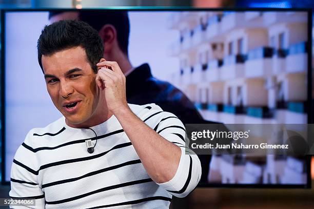 Mario Casas attends 'El Hormiguero' Tv Show at Vertice Studio on April 18, 2016 in Madrid, Spain.