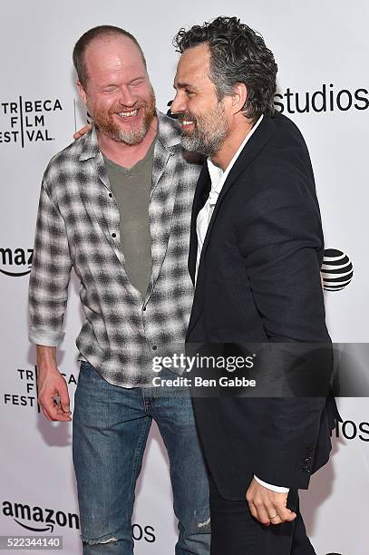 Director Joss Whedon and actor Mark Ruffalo attend the Tribeca Talks Directors Series: Joss Whedon with Mark Ruffalo event during the 2016 Tribeca...