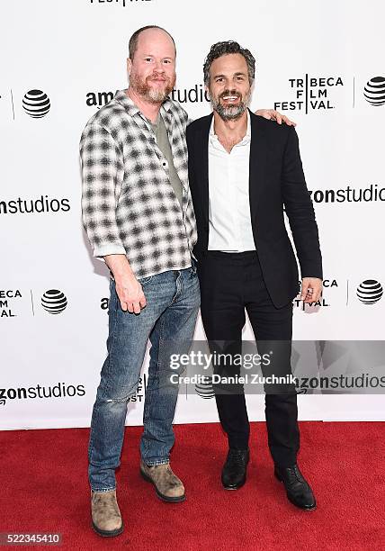 Joss Whedon and Mark Ruffalo attend the Tribeca Talks Directors Series: Joss Whedon With Mark Ruffalo - 2016 Tribeca Film Festival at SVA Theatre on...
