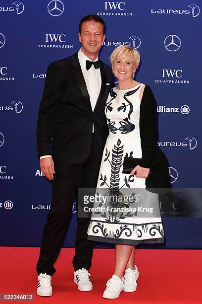 Fredi Bobic and Britta Bobic attend the Laureus World Sports Awards 2016 at the Messe Berlin on April 18, 2016 in Berlin, Germany.