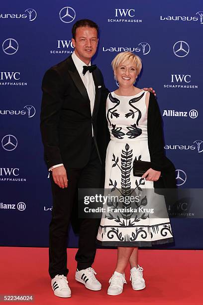 Fredi Bobic and Britta Bobic attend the Laureus World Sports Awards 2016 at the Messe Berlin on April 18, 2016 in Berlin, Germany.