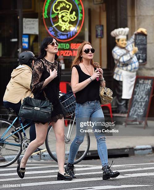 Lindsay Lohan and Ali Lohan are seen in Soho on April 18, 2016 in New York City.