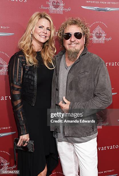 Musician Sammy Hagar and his wife Kari Hagar arrive at the John Varvatos 13th Annual Stuart House Benefit presented by Chrysler with kids' tent by...