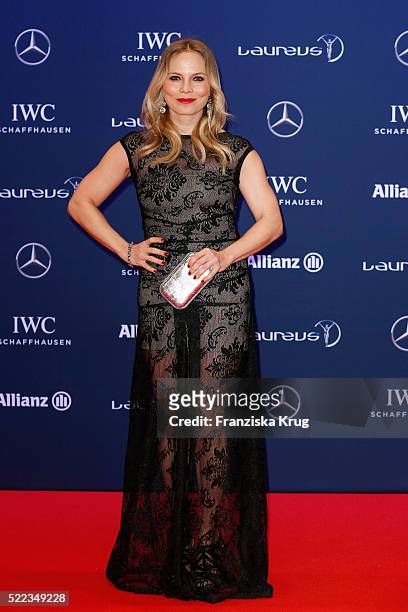 Regina Halmich attends the Laureus World Sports Awards 2016 at the Messe Berlin on April 18, 2016 in Berlin, Germany.
