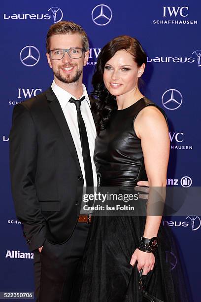 Austrian skier Anna Fenninger and her husband Manuel Veith attend the Laureus World Sports Awards 2016 on April 18, 2016 in Berlin, Germany.