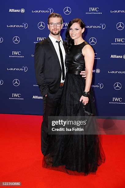 Austrian skier Anna Fenninger and her husband Manuel Veith attend the Laureus World Sports Awards 2016 on April 18, 2016 in Berlin, Germany.