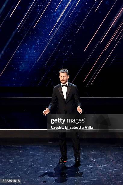 Alessandro Cattelan introduces the 'Premi David di Donatello' awards ceremony on April 18, 2016 in Rome, Italy.