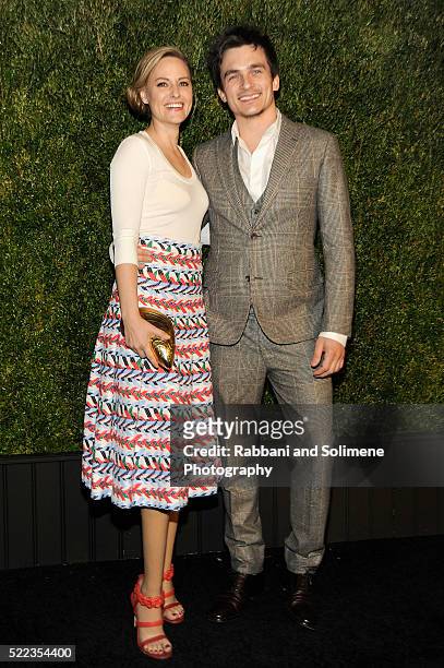 Athlete Aimee Mullins and actor Rupert Friend attends 11th Annual Chanel Tribeca Film Festival Artists Dinner at Balthazar on April 18, 2016 in New...