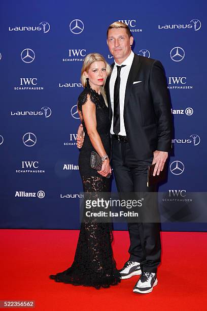 Stefan Kretzschmar and his wife Doreen Kretzschmar attend the Laureus World Sports Awards 2016 on April 18, 2016 in Berlin, Germany.