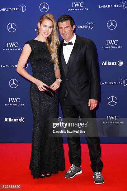 Former football player Luis Figo and his wife Helen Svedin attend the Laureus World Sports Awards 2016 on April 18, 2016 in Berlin, Germany.