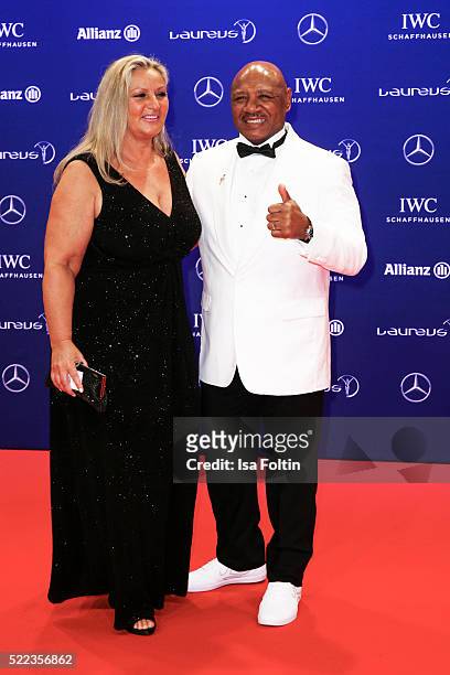 Laureus World Sports Academy member Marvelous Marvin Hagler and his wife Kay Guarrera attends the Laureus World Sports Awards 2016 on April 18, 2016...