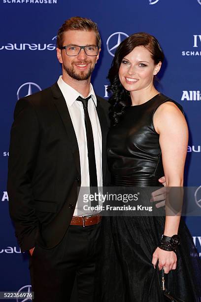 Manuel Veith and Anna Fenninger attend the Laureus World Sports Awards 2016 at the Messe Berlin on April 18, 2016 in Berlin, Germany.