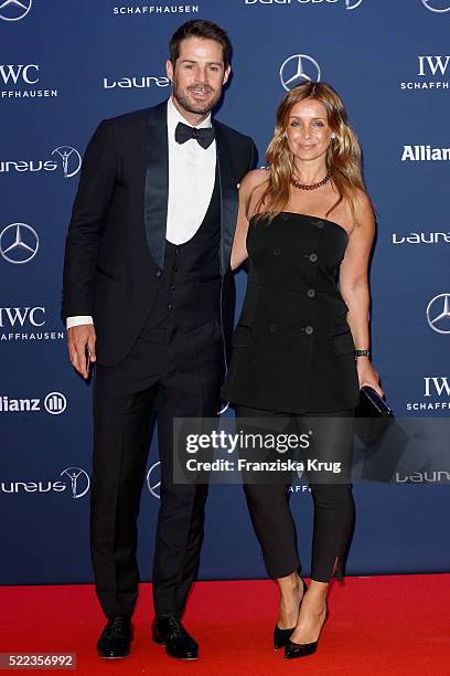 Jamie Redknapp and Louise Redknapp attend the Laureus World Sports Awards 2016 at the Messe Berlin on April 18, 2016 in Berlin, Germany.