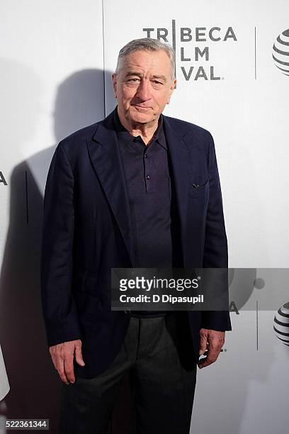 Robert De Niro attends the "Equals" premiere during the 2016 Tribeca Film Festival at John Zuccotti Theater at BMCC Tribeca Performing Arts Center on...