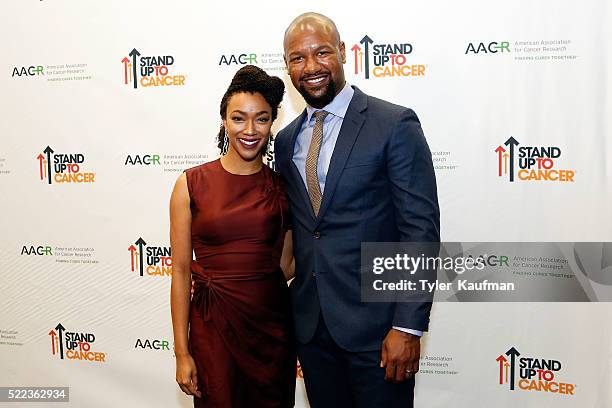 Sonequa Martin-Green and Kenric Green attend the Stand Up To Cancer Press Conference at the 2016 American Association for Cancer Research Annual...