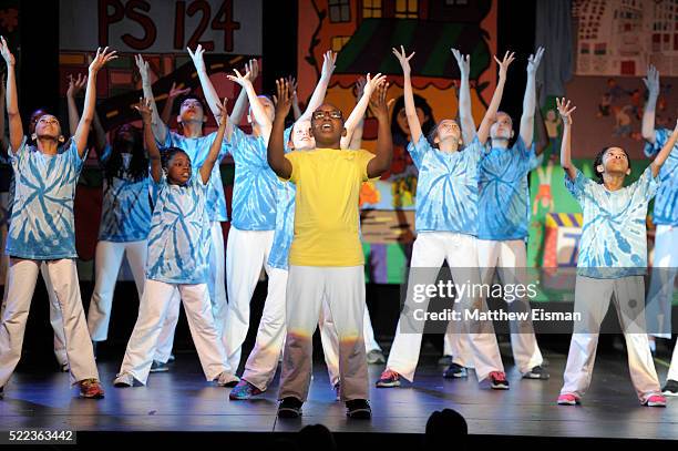 Children dance and perform on stage during the National Dance Institute's 40th Anniversary Annual Gala at PlayStation Theater on April 18, 2016 in...