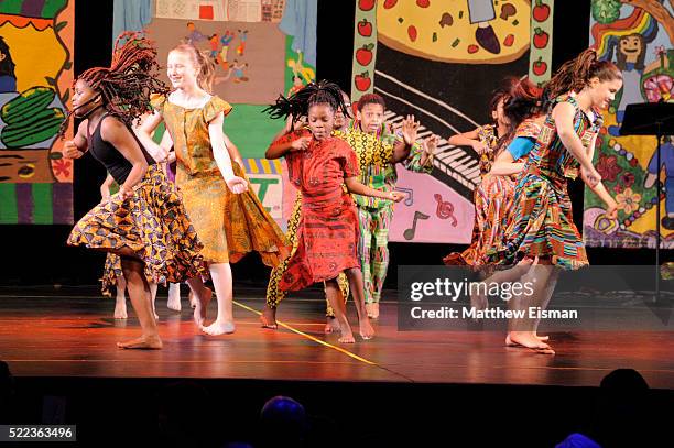 Children dance and perform on stage during the National Dance Institute's 40th Anniversary Annual Gala at PlayStation Theater on April 18, 2016 in...