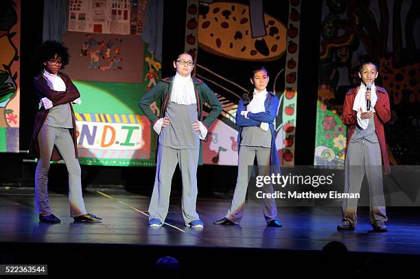 Children dance and perform on stage during the National Dance Institute's 40th Anniversary Annual Gala at PlayStation Theater on April 18, 2016 in...