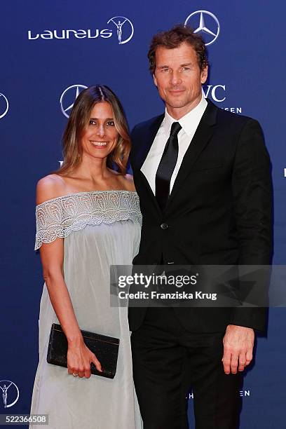 Conny Lehmann and Jens Lehmann attend the Laureus World Sports Awards 2016 at the Messe Berlin on April 18, 2016 in Berlin, Germany.