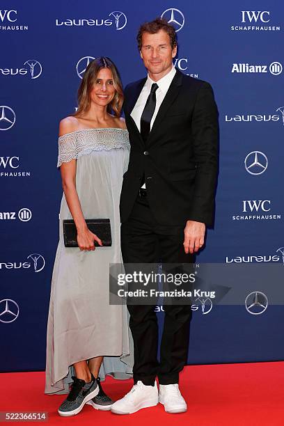 Conny Lehmann and Jens Lehmann attend the Laureus World Sports Awards 2016 at the Messe Berlin on April 18, 2016 in Berlin, Germany.