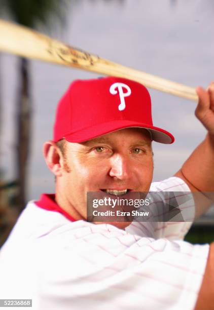 Jim Thome of the Philadelphia Phillies poses for a portrait during Phillies Photo Day at Bright House Networks Field on February 24, 2005 in...