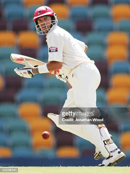 Greg Blewett of the Redbacks in action during day 2 of the Pura Cup match between the Queensland Bulls and South Australia Redbacks at the Gabba ON...