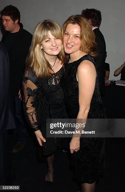 Actress Carole Ashby and Barbara Brockerly attend the National Theatre: Fast Forward reception at the Former Saatchi Gallery Building on February 24,...