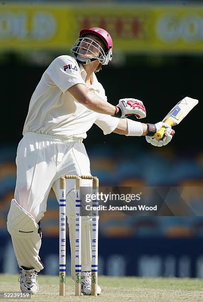 Shane Watson of the Bulls in action during day 2 of the Pura Cup match between the Queensland Bulls and South Australia Redbacks at the Gabba,...