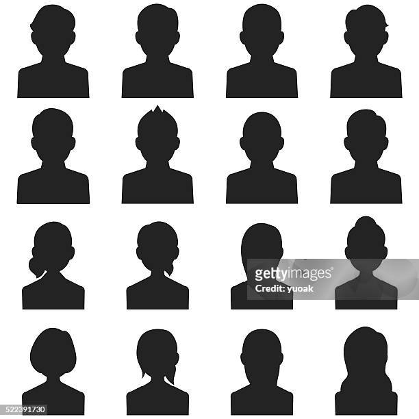 head silhouette icons - silhouette headshot stock illustrations