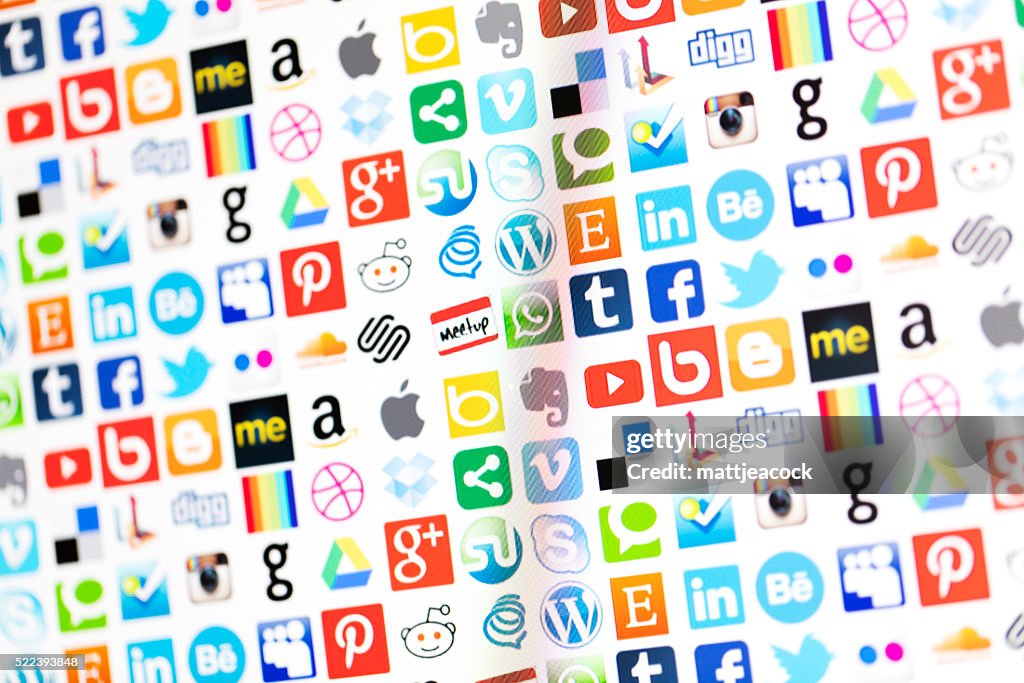 Popular social media and technology icons