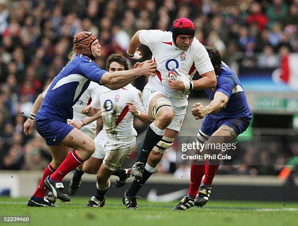 Ben Kay of England on the charge during the RBS Six Nations match between England and France at Twickenham on February 13, 2005 in Twickenham,...