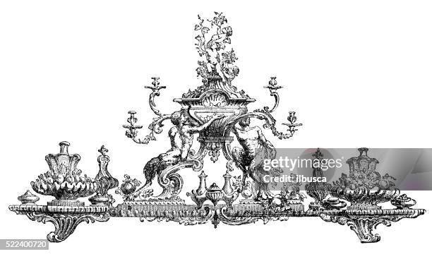 antike abbildung eines im 18. jahrhundert dekorativen herzstück (surtout de tisch - tischdekoration stock-grafiken, -clipart, -cartoons und -symbole