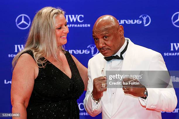 Laureus World Sports Academy member Marvelous Marvin Hagler and his wife Kay Guarrera attends the Laureus World Sports Awards 2016 on April 18, 2016...