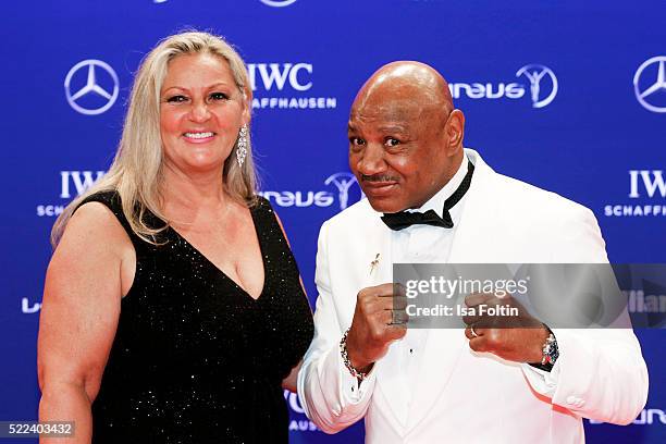 Laureus World Sports Academy member Marvelous Marvin Hagler and his wife Kay Guarrera attends the Laureus World Sports Awards 2016 on April 18, 2016...