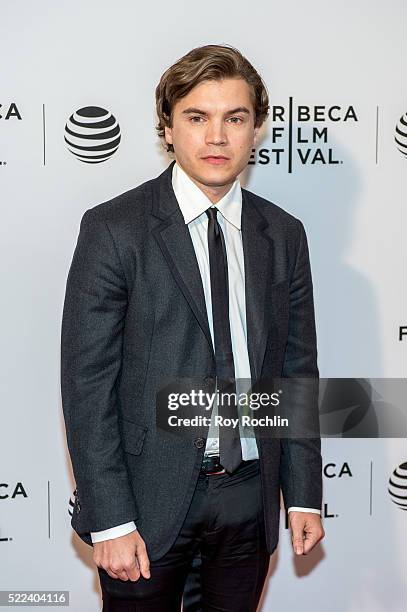 Actor Emile Hirsch attends Vincent N Roxxy" Premiere during the 2016 Tribeca Film Festival at Chelsea Bow Tie Cinemas on April 18, 2016 in New York...