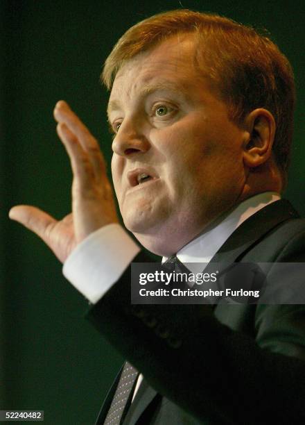 Charles Kennedy, leader of the Liberal Democrat Party addresses delegates at the Scottish Liberal Democrats Spring Conference on February 25, 2005 in...