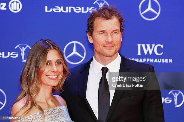 Former German footballer Jens Lehmann and his wife Conny Lehmann attend the Laureus World Sports Awards 2016 on April 18, 2016 in Berlin, Germany.