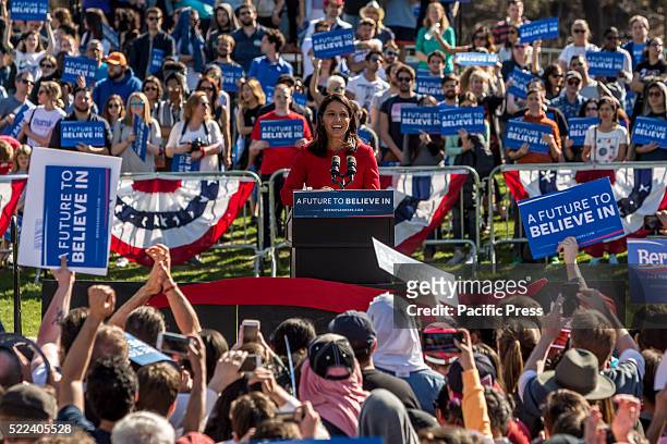 Rep. Tulsi Gabbard, D-Hawaii, and military veteran fires up the Brooklyn crowd. More than 28,000 people flooded Brooklyn's Prospect Park for...