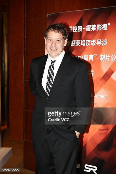 American film director Sam Raimi attends the establishment press conference of Allegory Films during the 6th Beijing International Film Festival on...